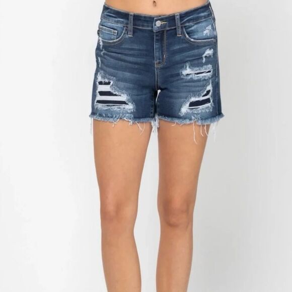 Judy Blue Patches Of Blue Denim Shorts - Picture 4 of 10